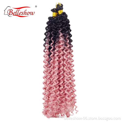 Hot sell wholesale 18inch 22stands 100g high Quality Kinky  Crochet Braid Hair Bundles Synthetic Water Wav Curly Hair Extension